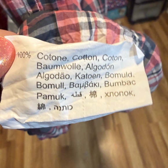 Replay Red and White Plaid Button Down Shirt - Picture 8 of 8